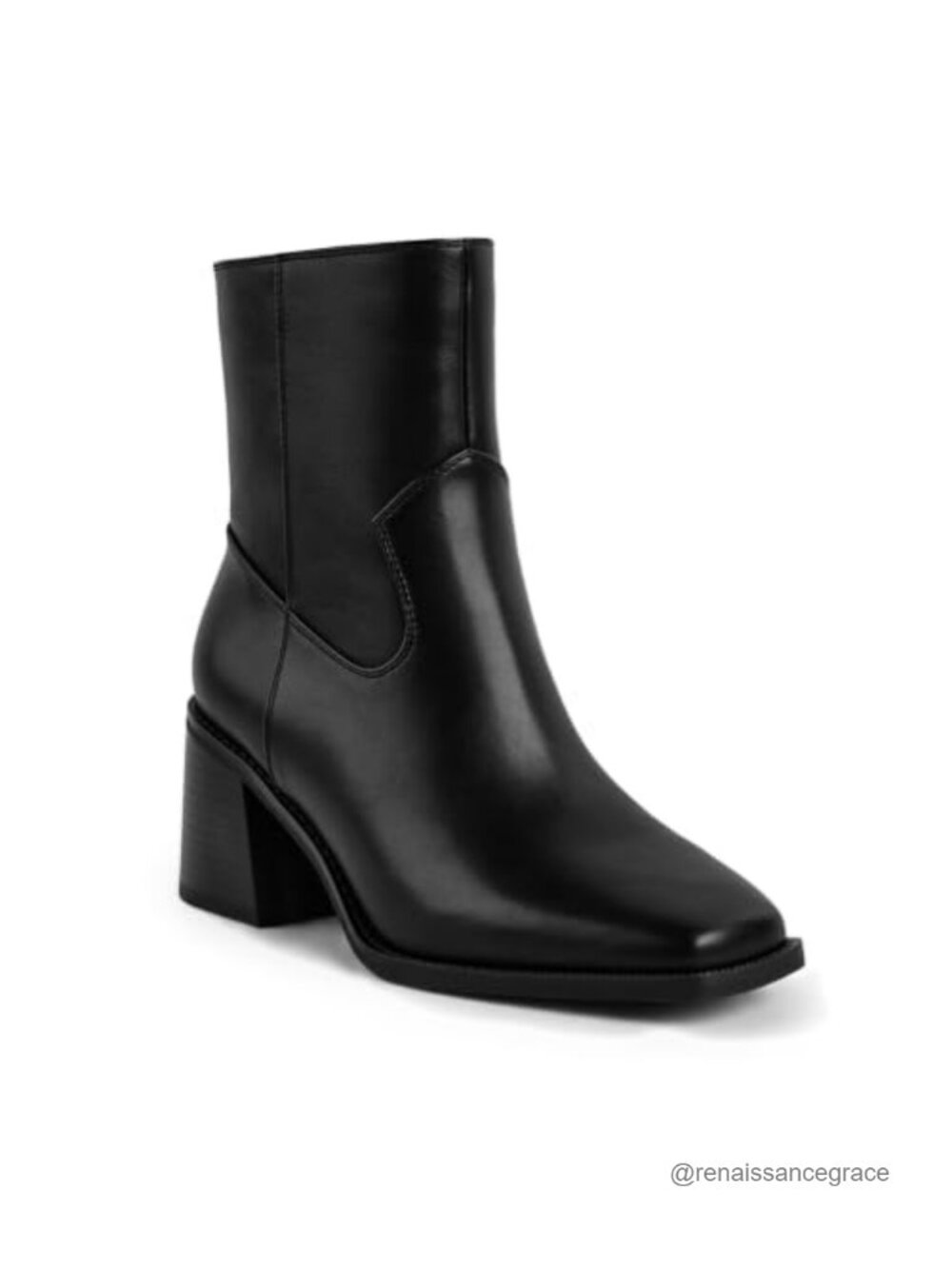 Women's Heeled Ankle Boots Low Block Heel Square Toe PU Leather Comfortable